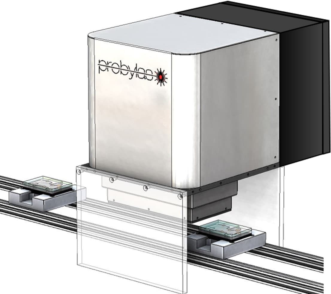 Example of integration of Modula Assembly Inline over transfer belt with workpiece carriers.