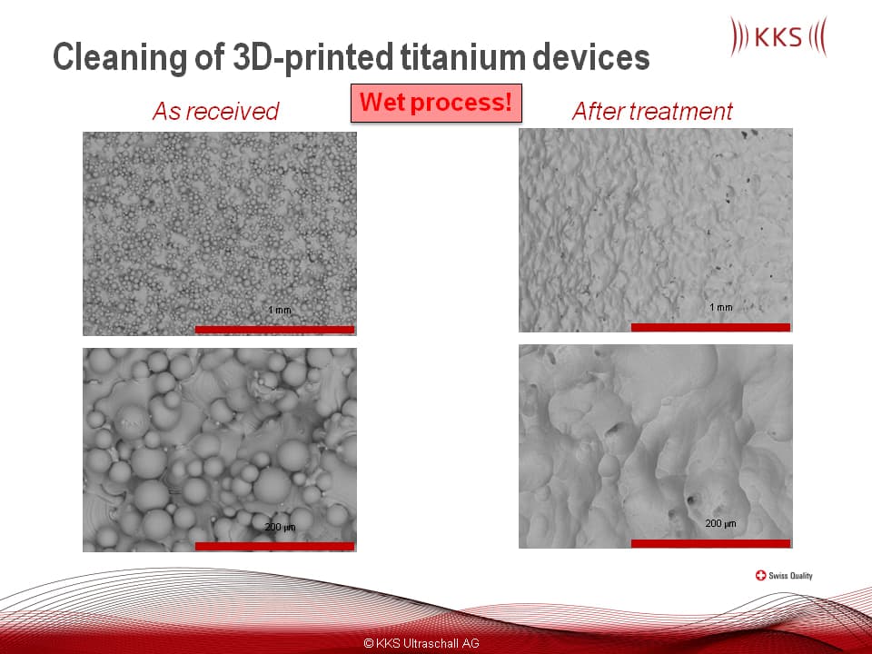 Cleaning of 3D-printed devices - Detail comparison before cleaning / after cleaning