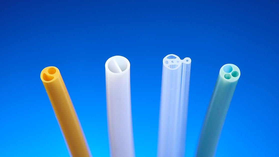 Variations of multi-lumen tubing – manufactured by RAUMEDIC.