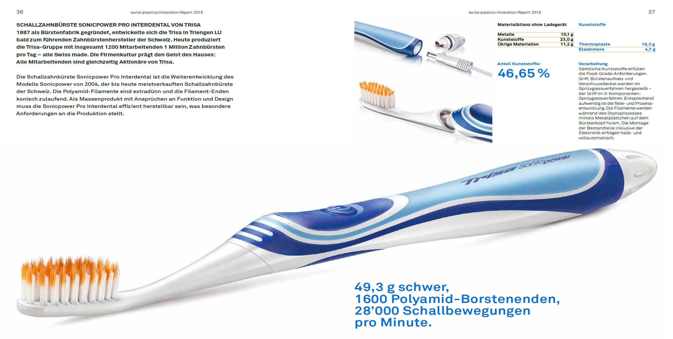 Beitrag von Kunststoffen zur Schallzahnbürste Sonicpower Pro Interdental von Trisa